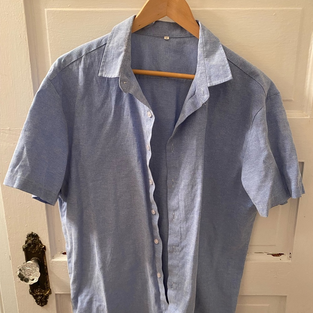 Mens navy blue button up-short sleeve